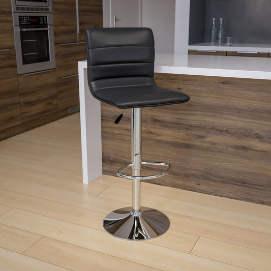 Flash Furniture CH-92023-1-GY-GG Gray Vinyl Adjustable Height Barstool w/ Horizontal Stitch Back & Chrome Base (Gray Vinyl/Chrome Frame) - View 2