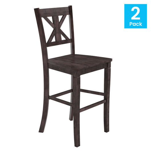 Flash Furniture ES-STBN1-29-GY-2-GG Commercial Grade Wooden Bar Height Stool in Gray Wash, Set of 2 Walnut - View 2
