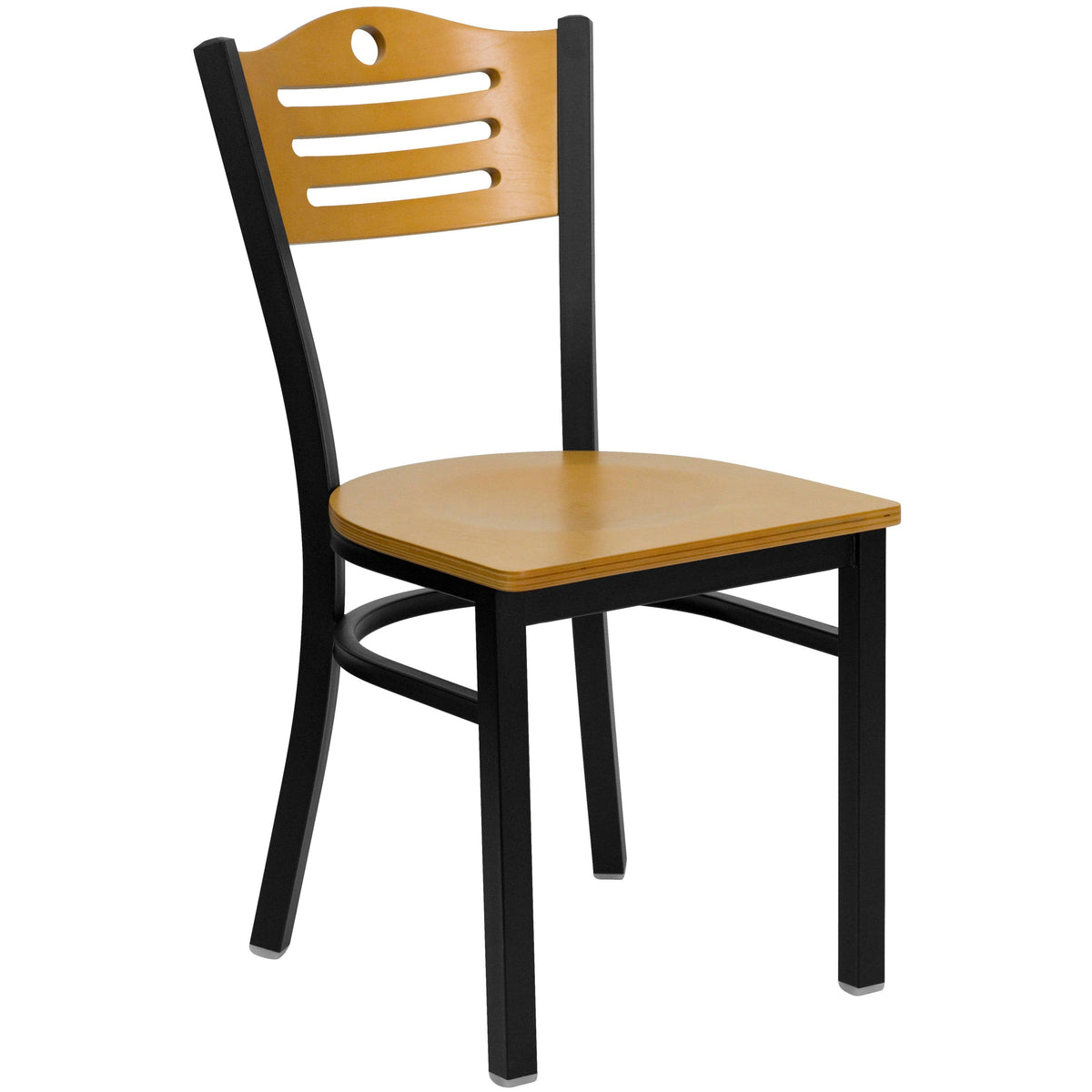 Flash Furniture MD-0010-GG 30" Square Black Laminate Table Set with 4 Metal Chairs - Natural Wood Seat - View 3