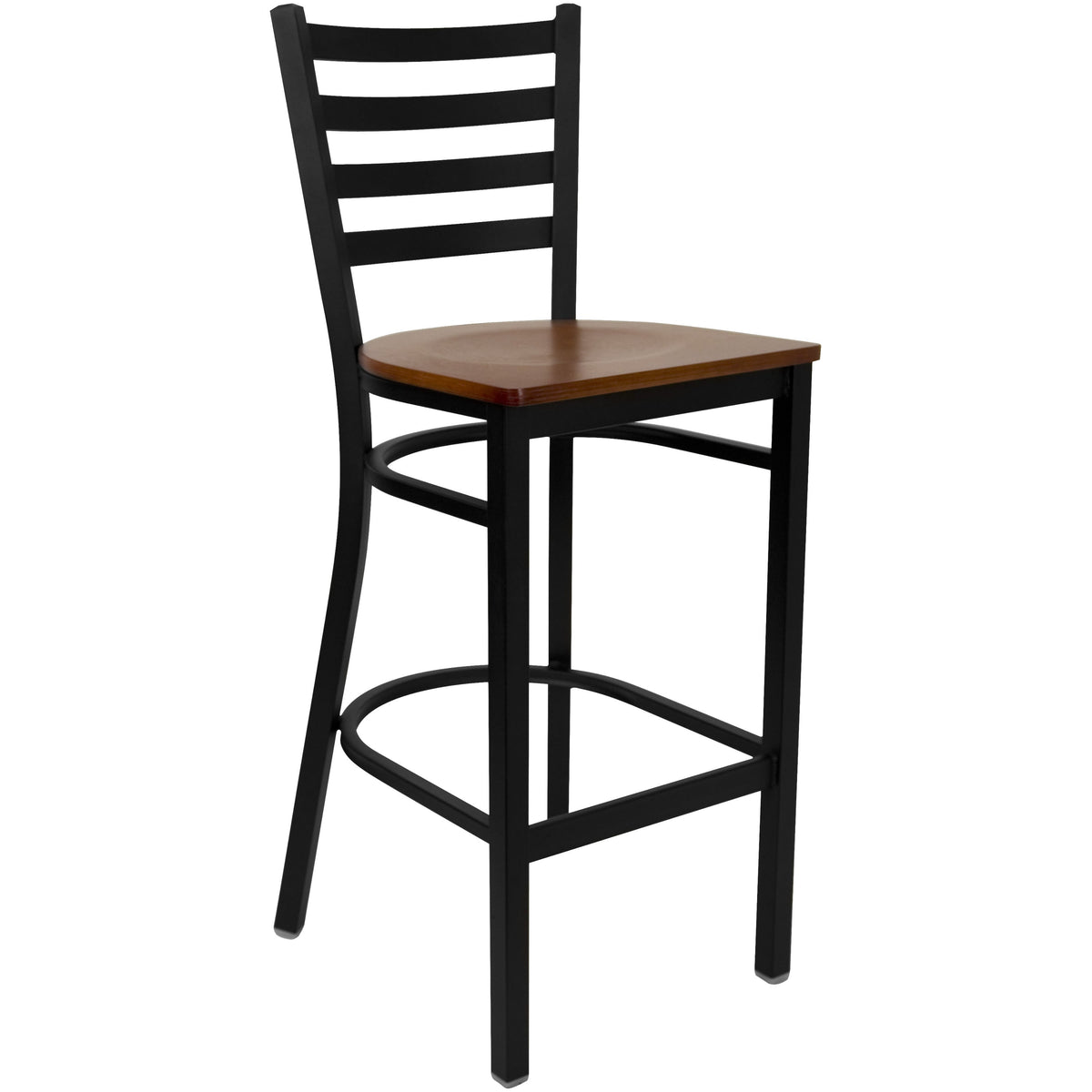 Flash Furniture MD-0013-GG 30" Round Black Laminate Table Set with 3 Metal Barstools - Cherry Wood Seat - View 3