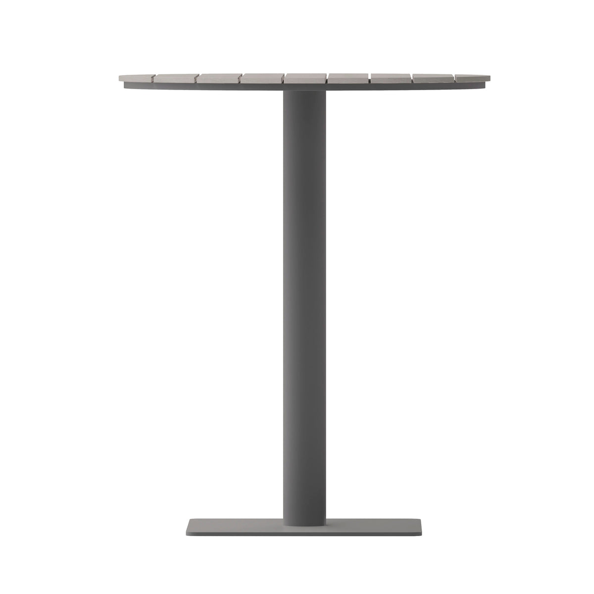 Flash Furniture SB-TB106-GRY-GG Commercial 24 Inch Round Faux Teak Outdoor Patio Dining Table - Gray/Gray (Gray Top/Gray Frame) - View 7