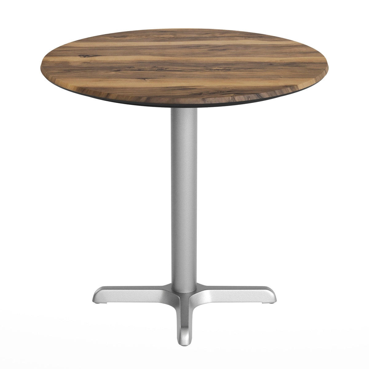Flash Furniture ST-RD31-NAT-T2222S-GG Commercial All-Weather 31.25" Natural HPL Tabletop with Silver X Base - View 7