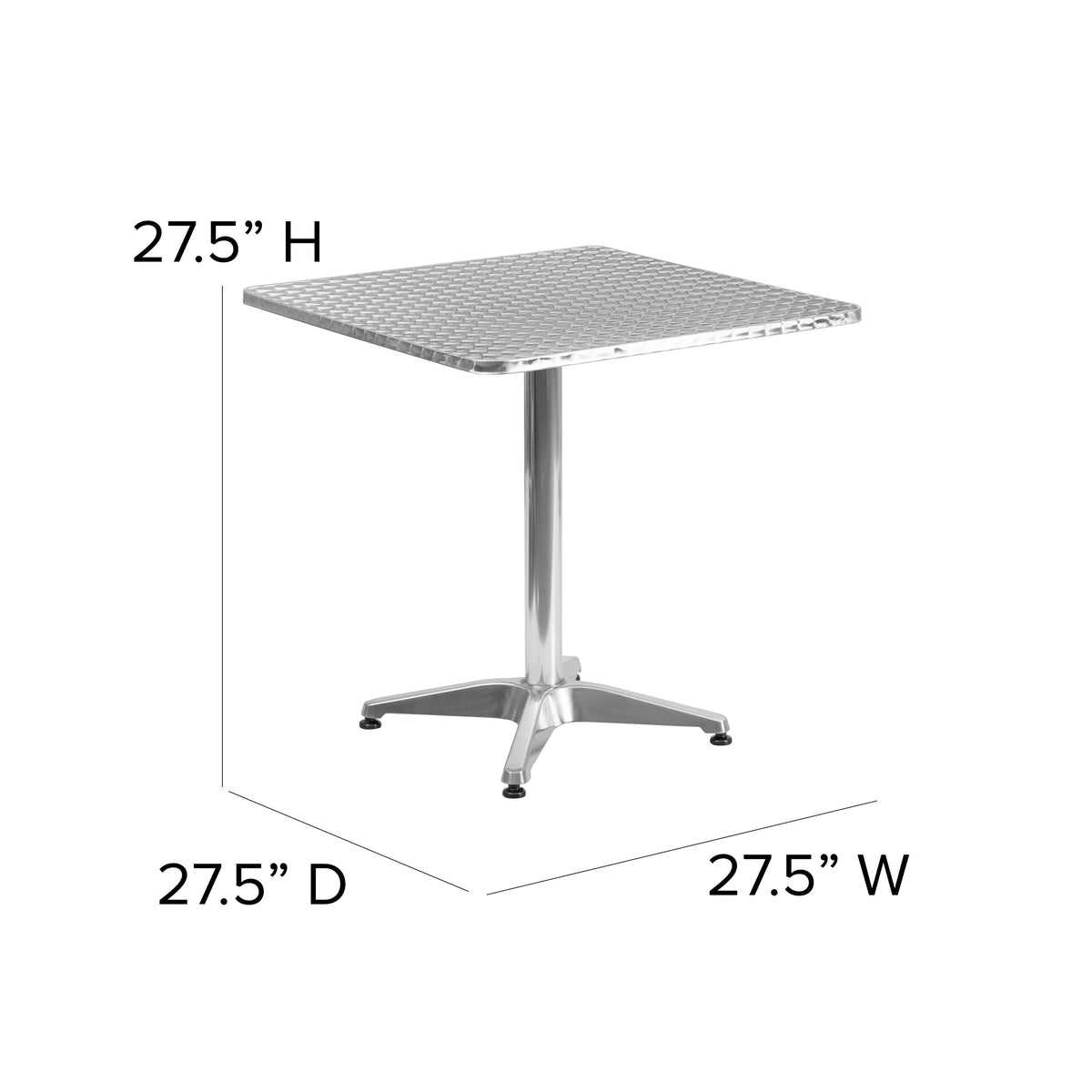 Flash Furniture TLH-053-2-GG 27.5" Square Aluminum Smooth Top Indoor-Outdoor Table with Base - View 3