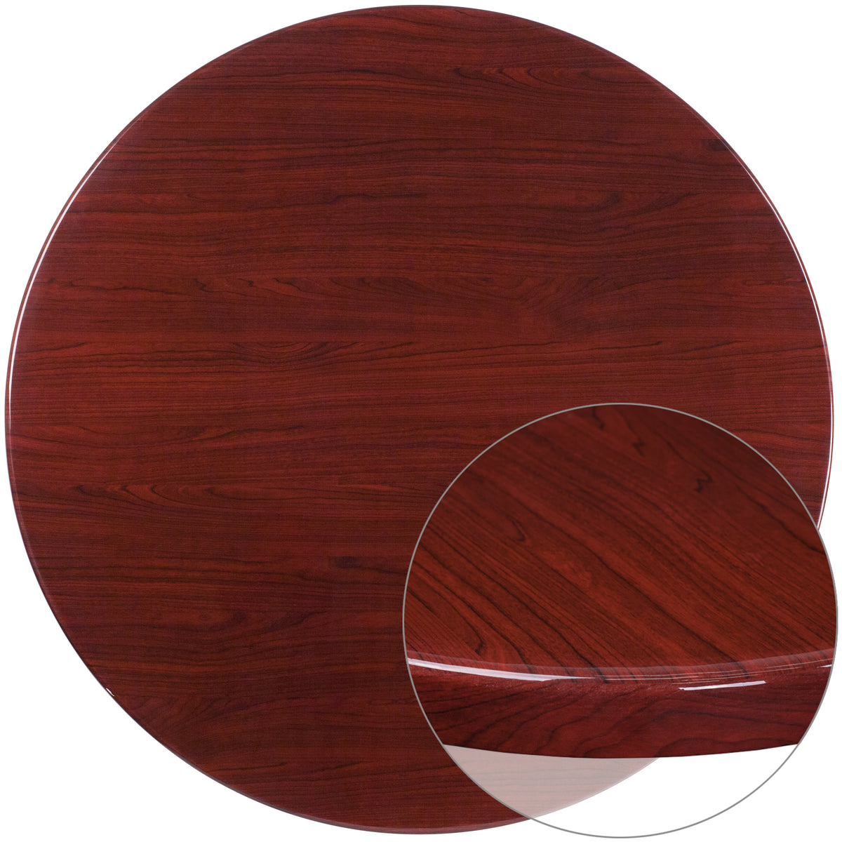 Flash Furniture TP-MAH-48RD-GG 48" Round High-Gloss Mahogany Resin Table Top with 2" Thick Drop-Lip - Main view