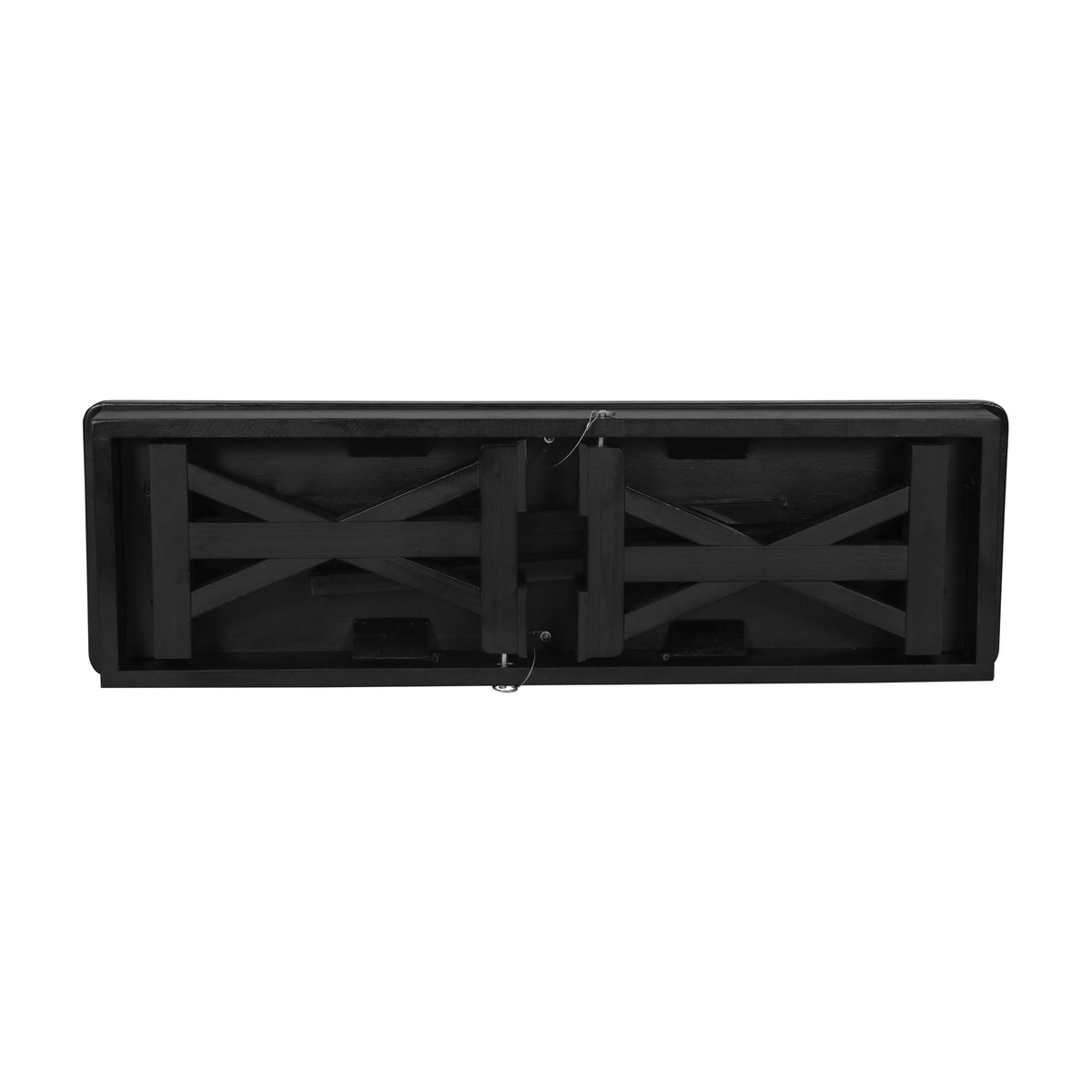 Flash Furniture XA-B-40X12-XLEGS-BW-GG 40" x 12" Antique Solid Pine Farmhouse Folding Bench in Black Wash - View 17