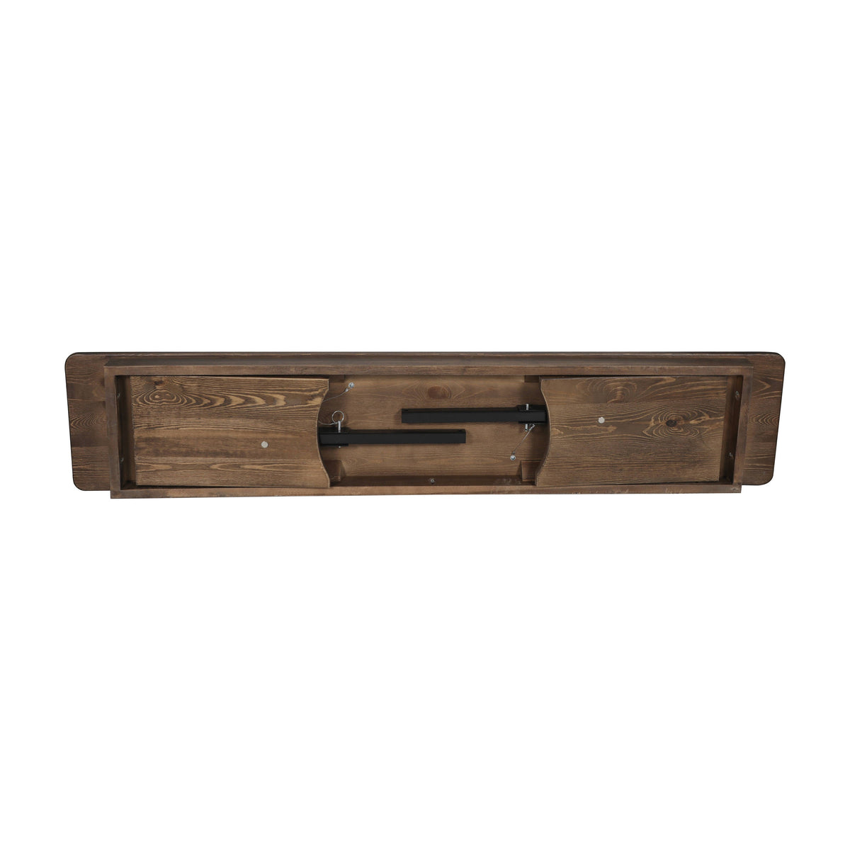 Flash Furniture XA-B-60X12-GG 60" x 12" Antique Solid Pine Farmhouse Folding Bench in Antique Rustic - View 17