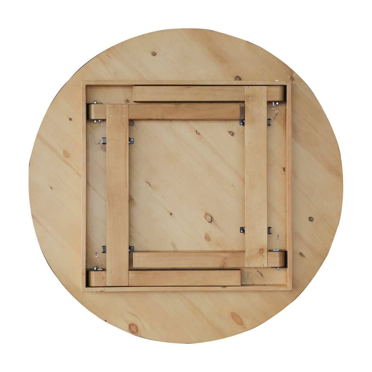 Flash Furniture XA-F-60-RD-LN-GG 60" Round Antique Rustic Solid Pine Farmhouse Folding Table in Light Natural - View 11