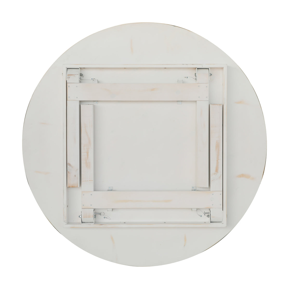 Flash Furniture XA-F-60-RD-WH-GG 60" Round Antique Rustic Solid Pine Farmhouse Folding Table in White - View 12