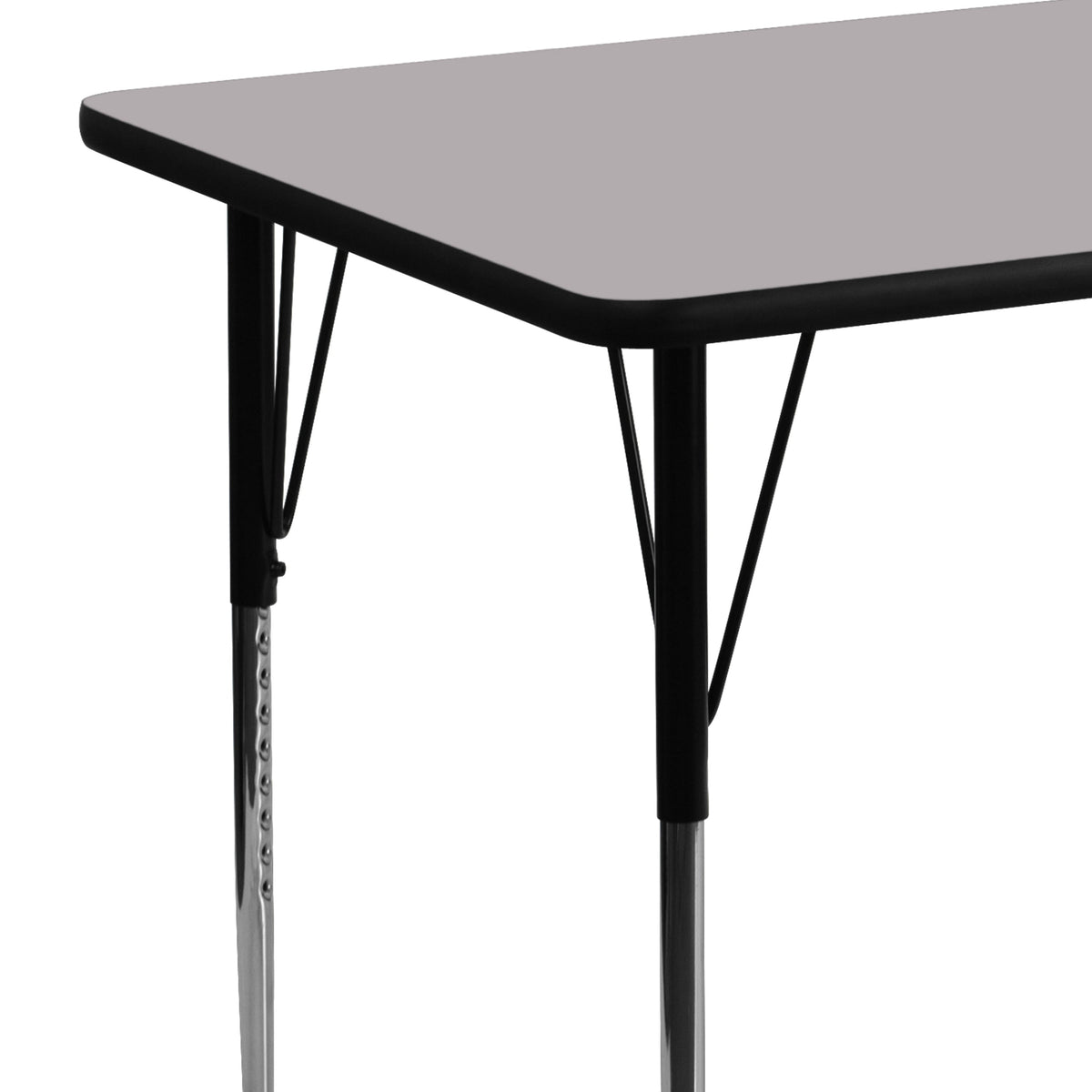 Flash Furniture XU-A2448-REC-GY-T-A-GG 24"W x 48"L Rectangular Grey Thermal Laminate Activity Table w/ Adjustable Legs (Gray Top/Black Frame) - View 7