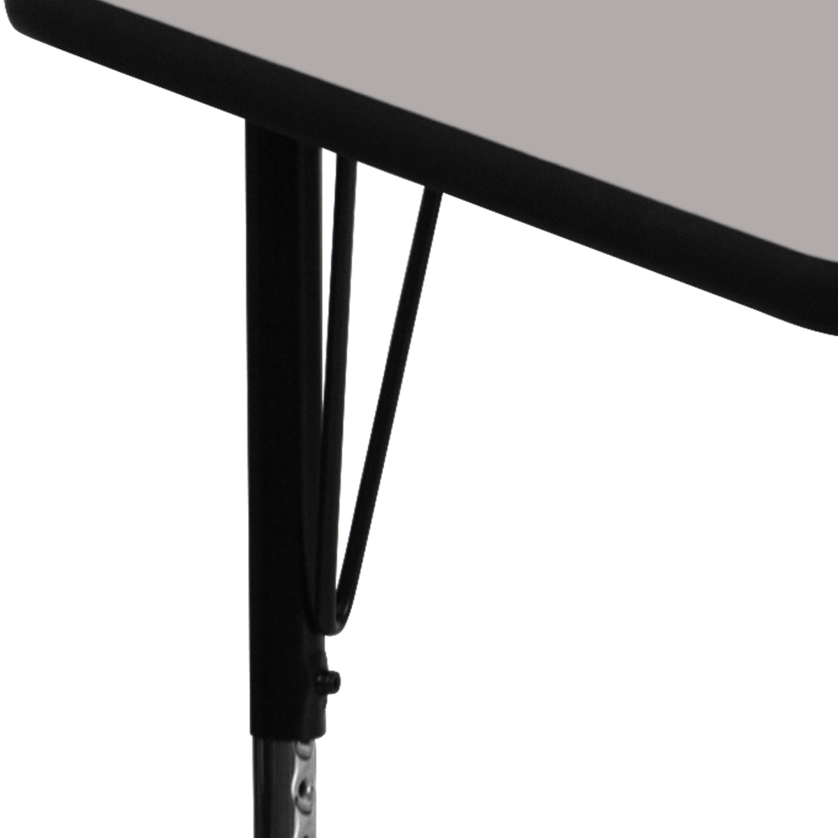 Flash Furniture XU-A2460-REC-GY-H-A-GG 24"W x 60"L Rectangular Grey HP Laminate Activity Table - Height Adjustable Legs (Gray Top/Black Frame) - View 7