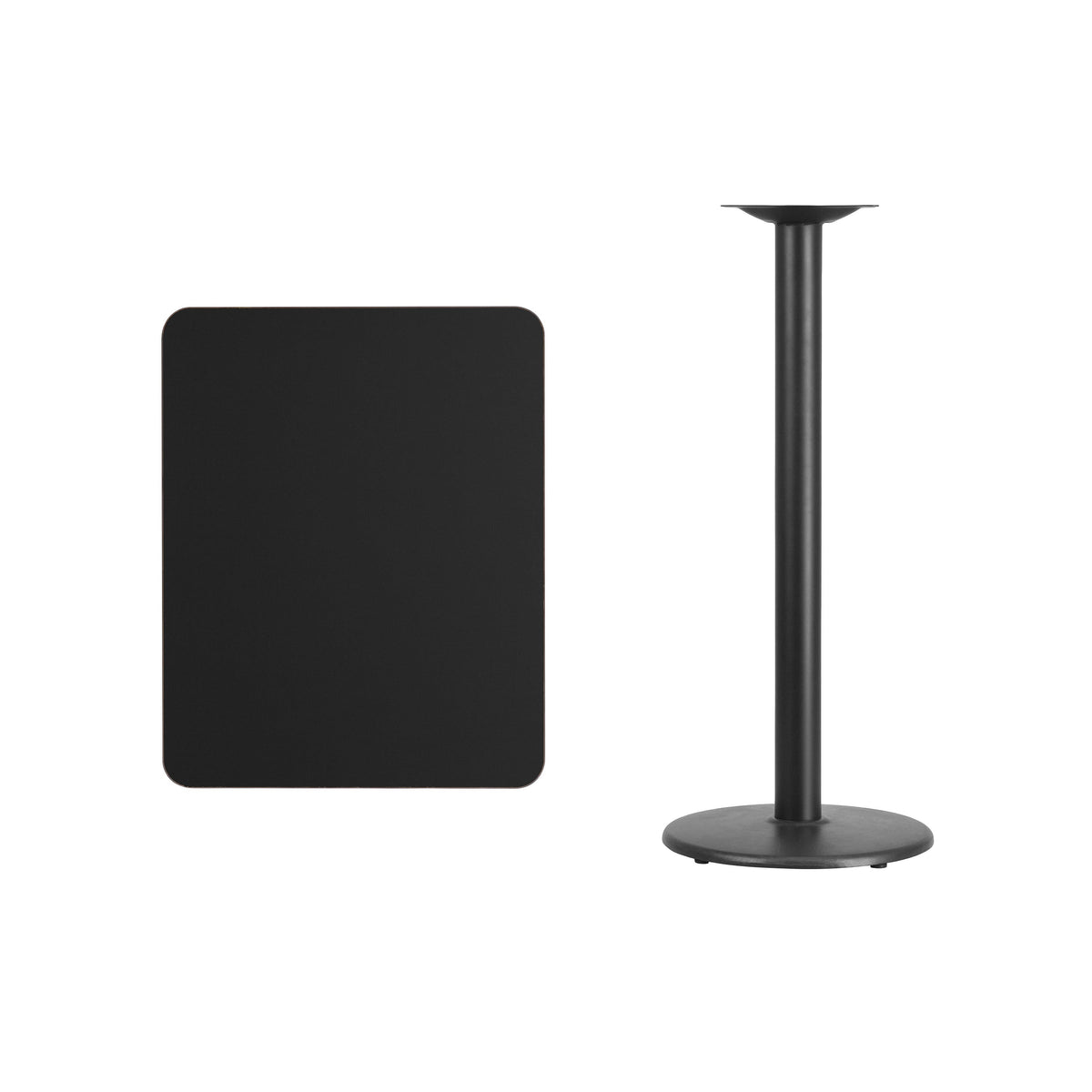 Flash Furniture XU-BLKTB-2430-TR18B-GG 24" x 30" Rectangular Black Laminate Table Top & 18" RD Bar Height Table Base - View 2