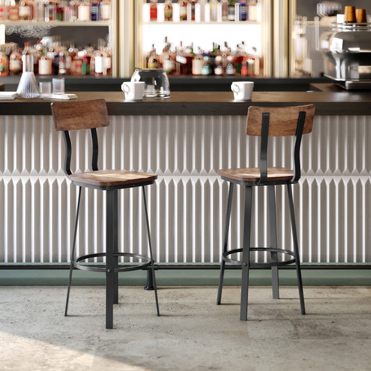 Flash Furniture XU-DG-60582B-ANTCPR-GG Ant Copper Restaurant Barstool with Wood Seat & Back & Gray Powder Coat Frame (Antique Copper) - View 2