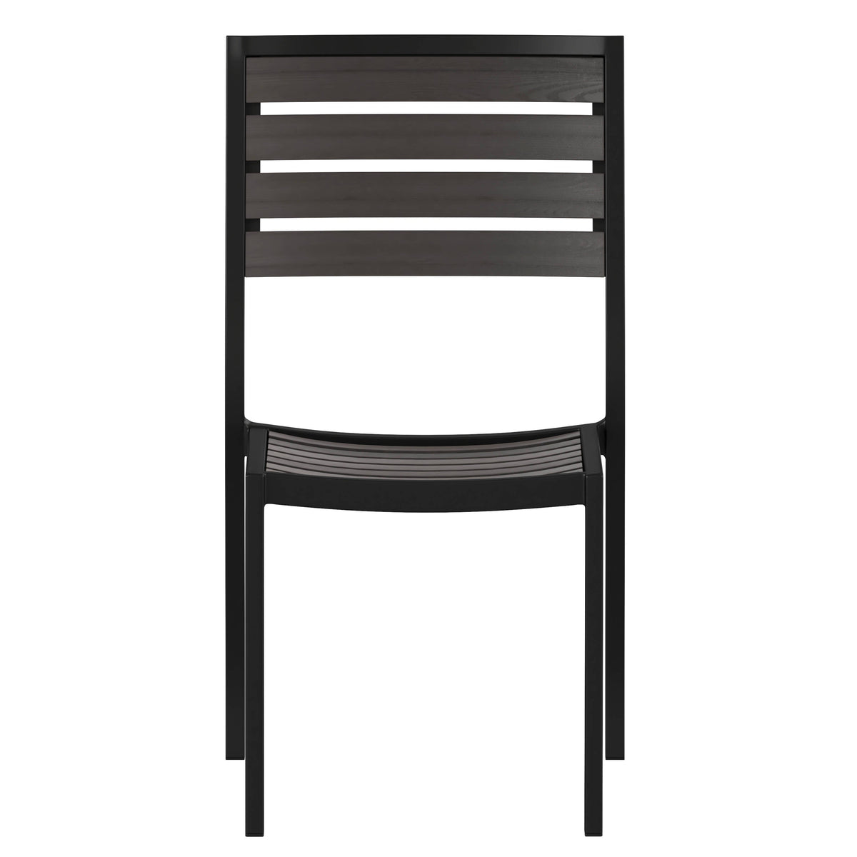 Flash Furniture XU-DG-HW6036-GY-GG Outdoor Faux Teak Side Chair with Gray Wash Poly Slats - Teak Patio Chair - View 10