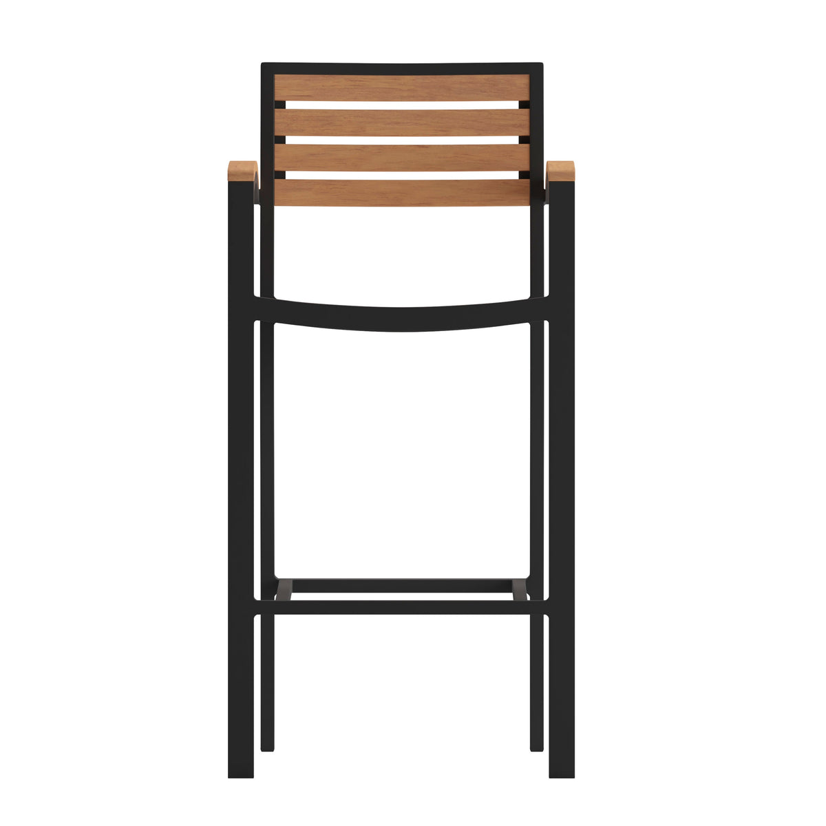 Flash Furniture XU-DG-HW6036B-ARM-GG Commercial Grade Outdoor Bar Stool with Armrests and Poly Resin Slats - Teak - View 10