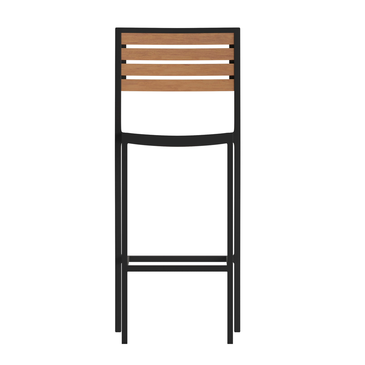 Flash Furniture XU-DG-HW6036B-GG Commercial Grade Outdoor All-Weather Bar Stool with Poly Resin Slats - Teak - View 10