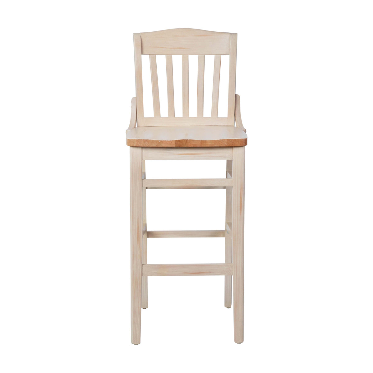 Flash Furniture XU-DG-W0006B-ANTWHT-GG School House Back Antique White Wood Restaurant Barstool with Footrest - View 8