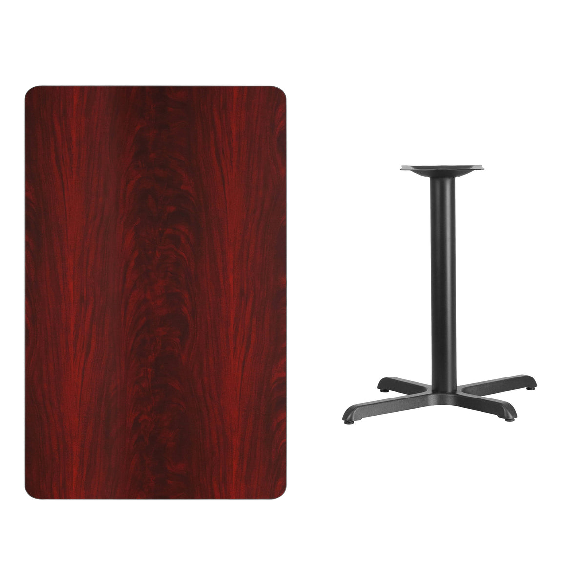 Flash Furniture XU-MAHTB-3048-T2230-GG 30" x 48" Laminate Table Top with 23.5" x 29.5" Table Height Base (Mahogany) - View 2