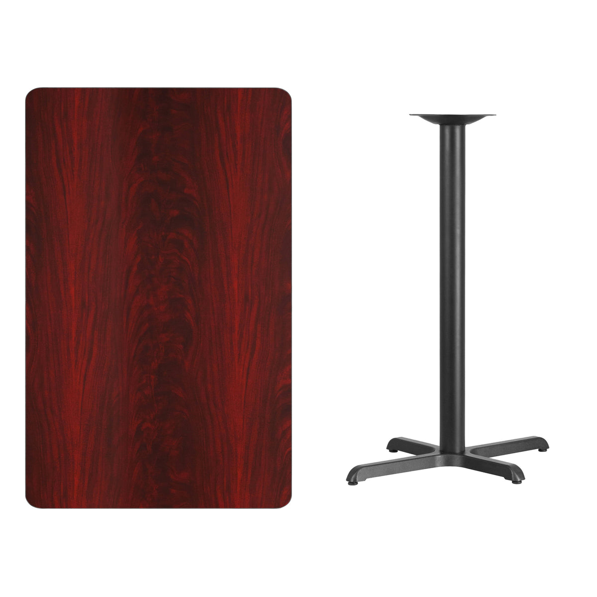 Flash Furniture XU-MAHTB-3048-T2230B-GG 30" x 48" Laminate Table Top with 23.5" x 29.5" Bar Height Table Base (Mahogany) - View 2