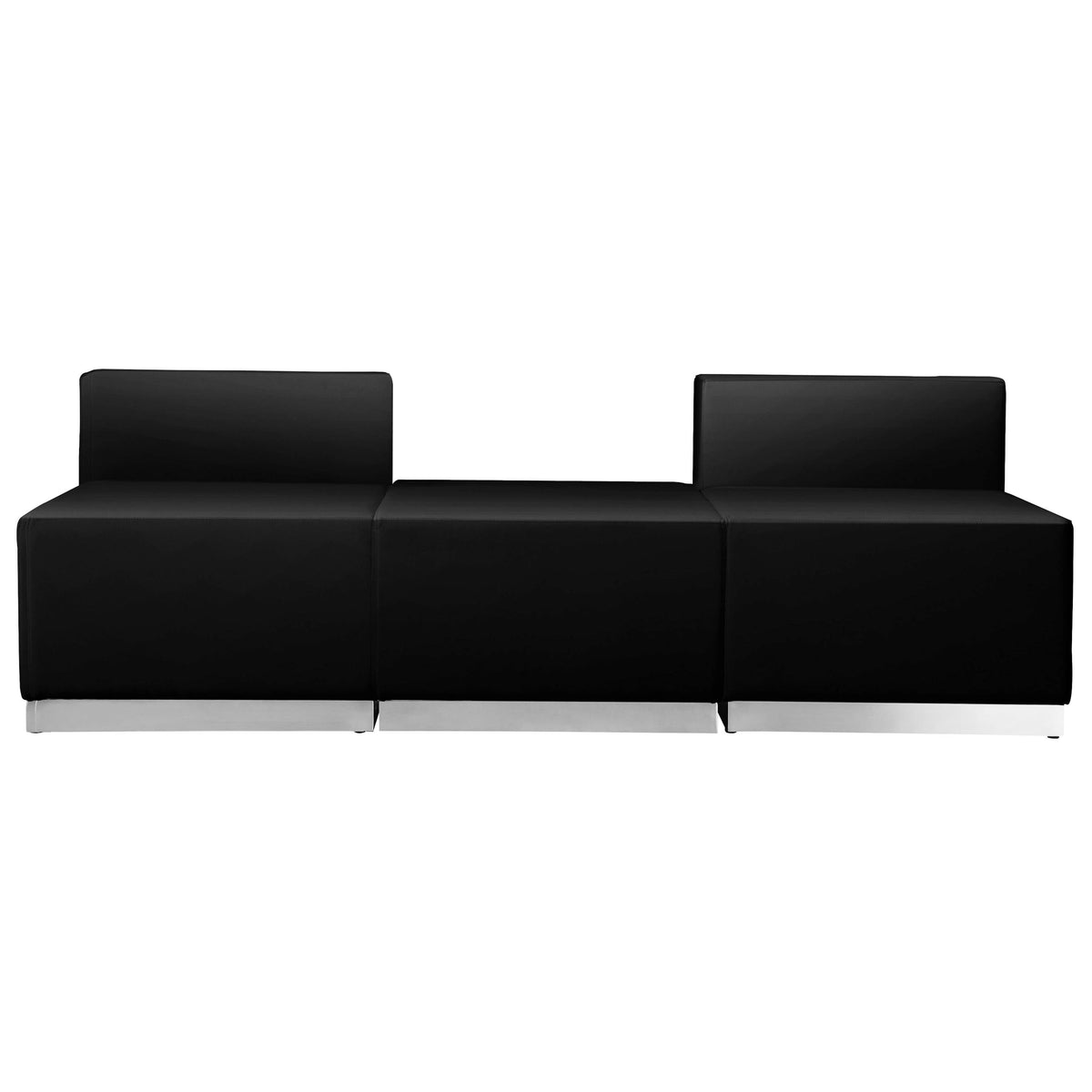 Flash Furniture ZB-803-670-SET-BK-GG 3 PC Black LeatherSoft Modular Reception Configuration w/Taut Back &Seat - View 6