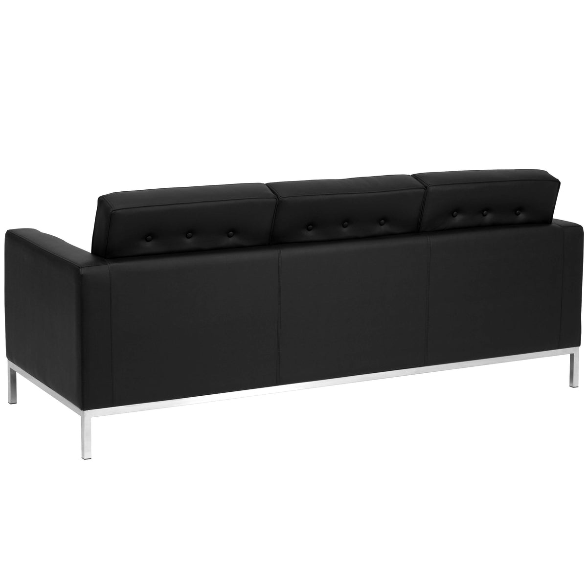 Flash Furniture ZB-LACEY-831-2-SOFA-BK-GG Button Tufted Black LeatherSoft Sofa with Integrated Stainless Steel Frame - View 3