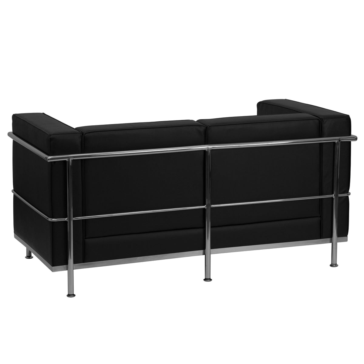 Flash Furniture ZB-REGAL-810-2-LS-BK-GG Contemporary Black LeatherSoft Loveseat with Double Bar Encasing Frame - View 2