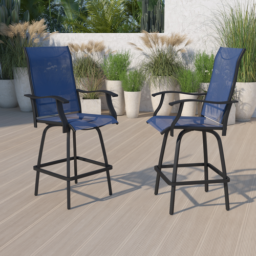 Flash Furniture 2-ET-SWVLPTO-30-NV-GG 22 1/2" Patio Barstool