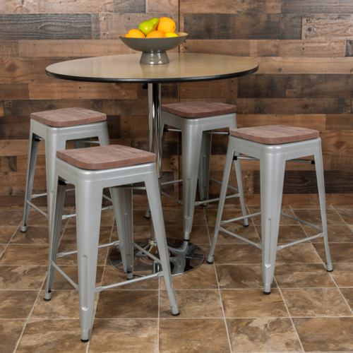Flash Furniture 4-ET-31320W-24-SV-R-GG 16" Barstool
