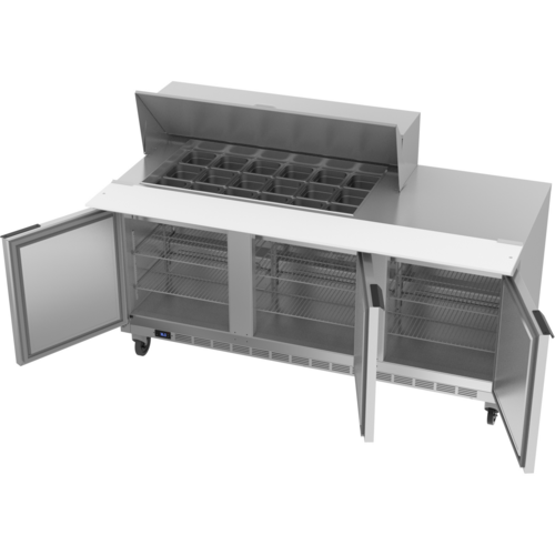 Beverage-Air SPE72HC-18M 72" 3 Doors 18 Pan Mega Top Sandwich / Salad Prep Table