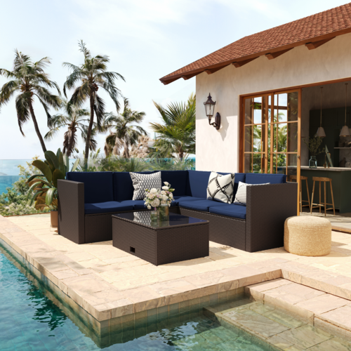 Flash Furniture BN-WS404-NV-BR-GG 18 3/4" Patio Dining Set