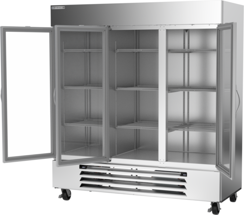 Beverage-Air HBRF72HC-1-B-G 75" 3 Section Glass Door Reach-In Refrigerator Freezer