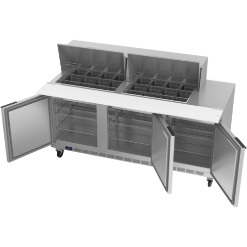 Beverage-Air SPE72HC-24M 72" 3 Doors 24 Pan Mega Top Sandwich / Salad Prep Table