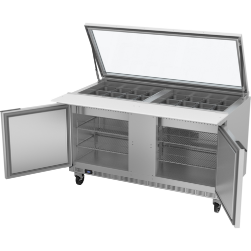Beverage-Air SPE60HC-24M-STL 60" 2 Doors 24 Pan Mega Top Sandwich / Salad Prep Table
