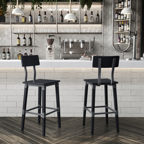 Flash Furniture 2-XU-DG-W0236B-BLK-GG 26" Barstool
