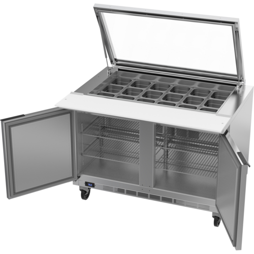 Beverage-Air SPE48HC-18M-STL 48" 2 Doors 18 Pan Mega Top Sandwich / Salad Prep Table