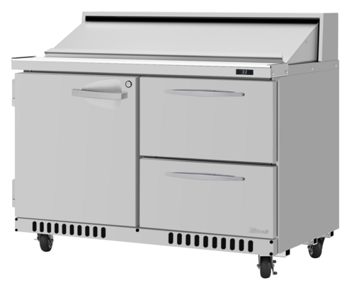 Turbo Air PST-48-D2R(L)-FB-N 48 1/4" 1 Door 12 Pan Sandwich / Salad Prep Table