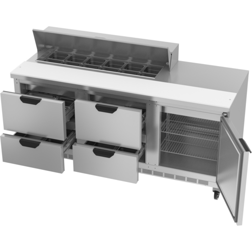 Beverage-Air SPED72HC-12-4 72" 1 Door 12 Pan Sandwich / Salad Prep Table