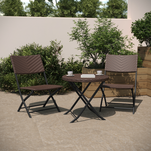 Flash Furniture FV-FWA085-BRN-BLK-GG 31 1/4" Patio Dining Set