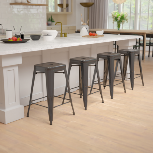Flash Furniture 4-ET-31320-24-BK-R-GG 16" Barstool
