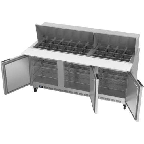 Beverage-Air SPE72HC-30M 72" 3 Doors 30 Pan Mega Top Sandwich / Salad Prep Table