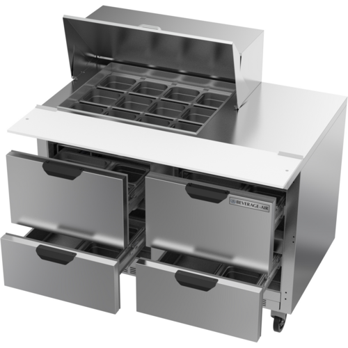 Beverage-Air SPED48HC-12M-4 48" 4 Drawer 12 Pan Mega Top Sandwich / Salad Prep Table