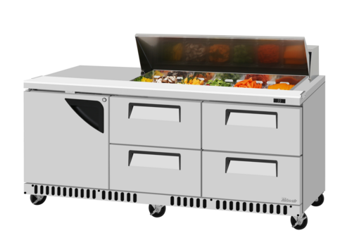 Turbo Air TST-72SD-12S-D4R(L)-FB-N(-LW) 72 5/8" 1 Door 12 Pan Sandwich / Salad Prep Table
