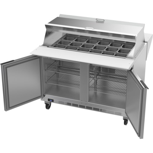 Beverage-Air SPE48HC-18M-DS 48" 2 Doors 18 Pan Mega Top Sandwich / Salad Prep Table