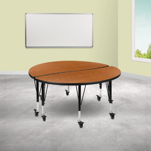 Flash Furniture XU-GRP-A48-HCIRC-OAK-T-P-CAS-GG 47 1/2" Dining Table
