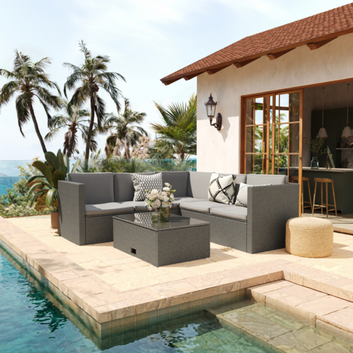 Flash Furniture BN-WS404-GY-GY-GG 18 3/4" Patio Dining Set