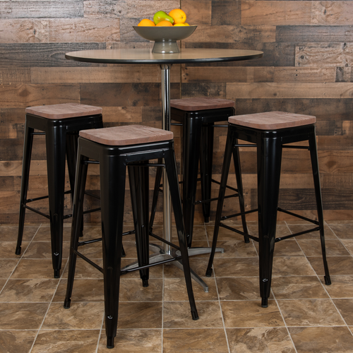 Flash Furniture 4-ET-31320W-30-BK-R-GG 16" Barstool