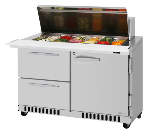 Turbo Air PST-48-18-D2R(L)-FB-N 48 1/4" 1 Door 18 Pan Mega Top Sandwich / Salad Prep Table