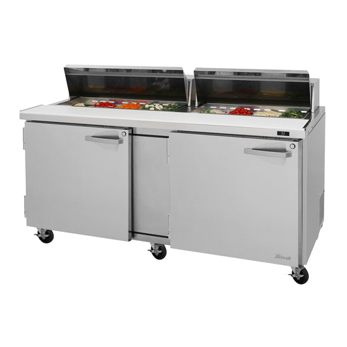 Turbo Air PST-72-N 72 5/8" 2 Doors 19 Pan Sandwich / Salad Prep Table