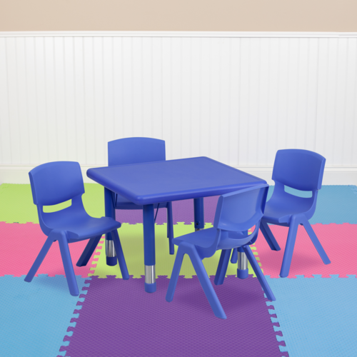 Flash Furniture YU-YCX-0023-2-SQR-TBL-BLUE-E-GG 24" Dining Set