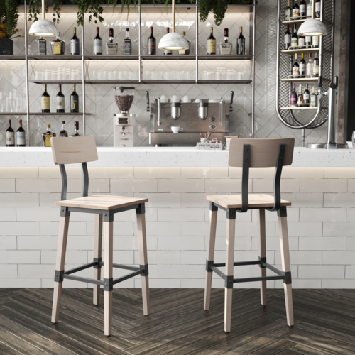 Flash Furniture 2-XU-DG-W0236B-ANTWHT-GG 26" Barstool