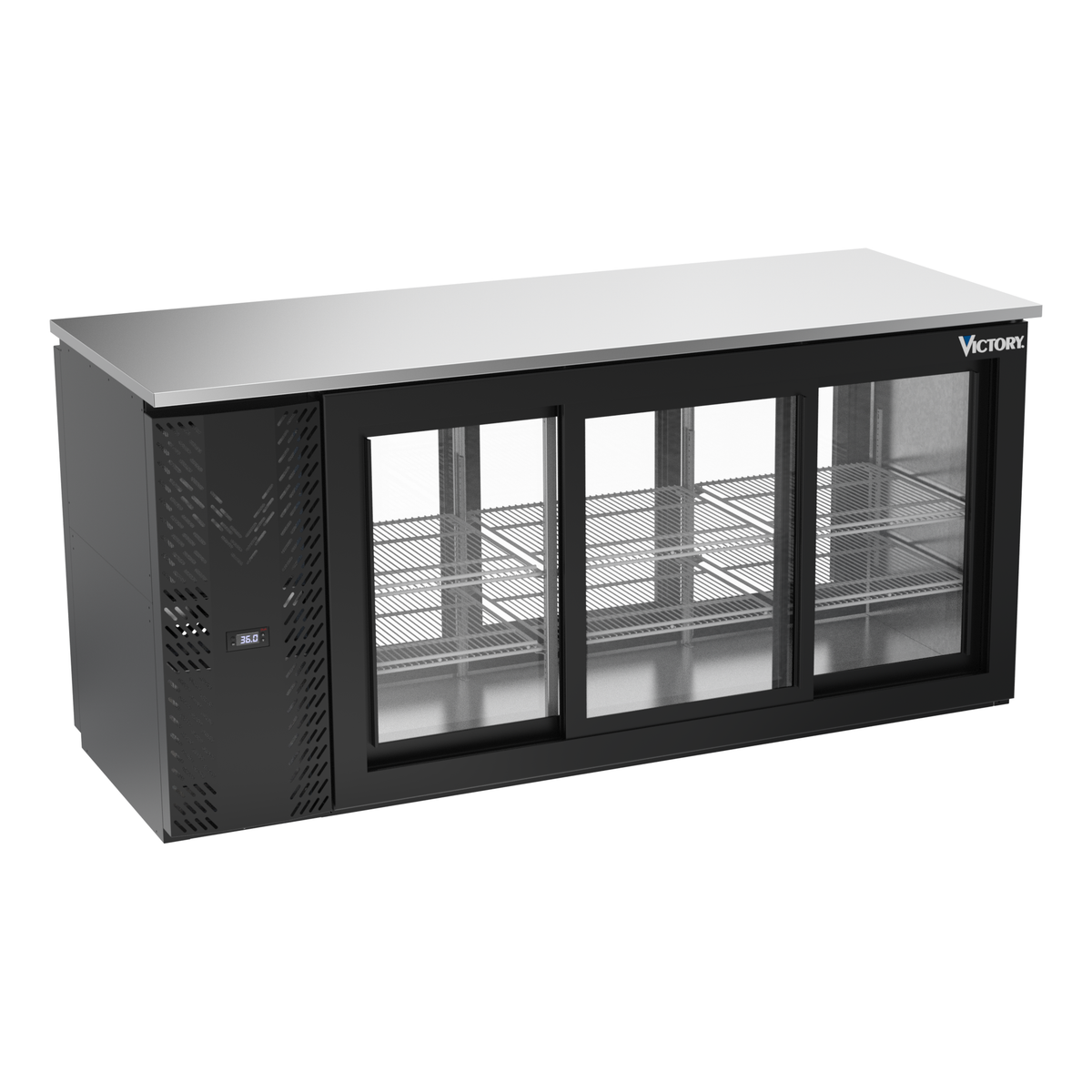Victory VBBN72HC-GS-PT-B 72" Solid Door Back Bar Cooler